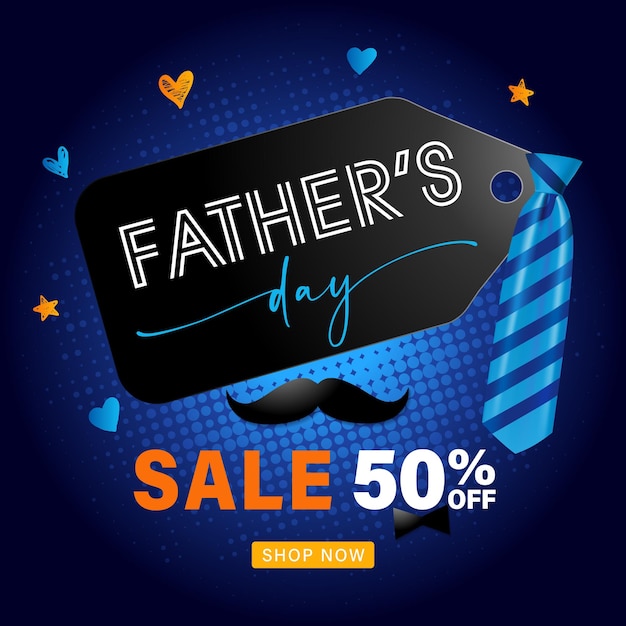 Vector etiqueta de precio del día del padre banner de descuento de hasta 50 de descuento oferta especial de compras del día del padre