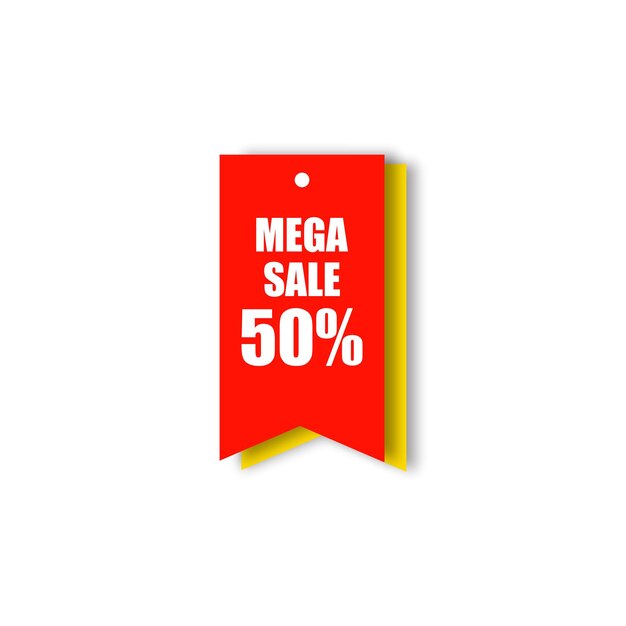 una etiqueta de precio roja con la palabra mega venta en él