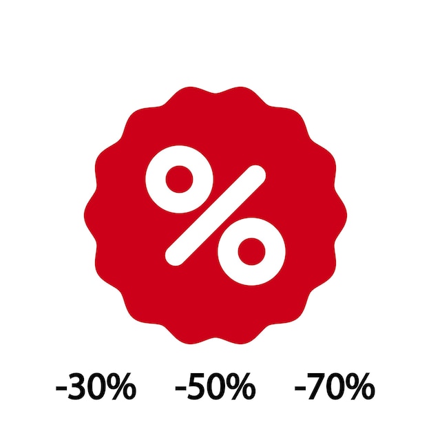 Etiqueta de precio con símbolo de porcentaje concepto de negocio marketing de ventas promocionales