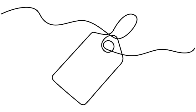 Etiqueta de premio en blanco rojo dibujo continuo de una línea etiqueta de venta arte de una línea