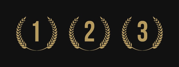 Etiqueta de premio de la ilustración de diseño de logotipo de primer segundo tercer ganador Plantilla de icono de vector de grano de insignia
