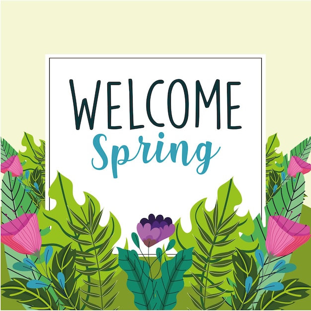 Etiqueta de primavera de bienvenida