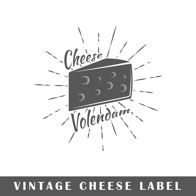Etiqueta de queso aislada sobre fondo blanco Elemento de diseño Ilustración vectorial