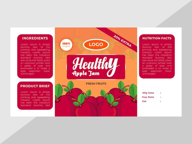 Vector etiqueta realista de mermelada de frutas para la marca