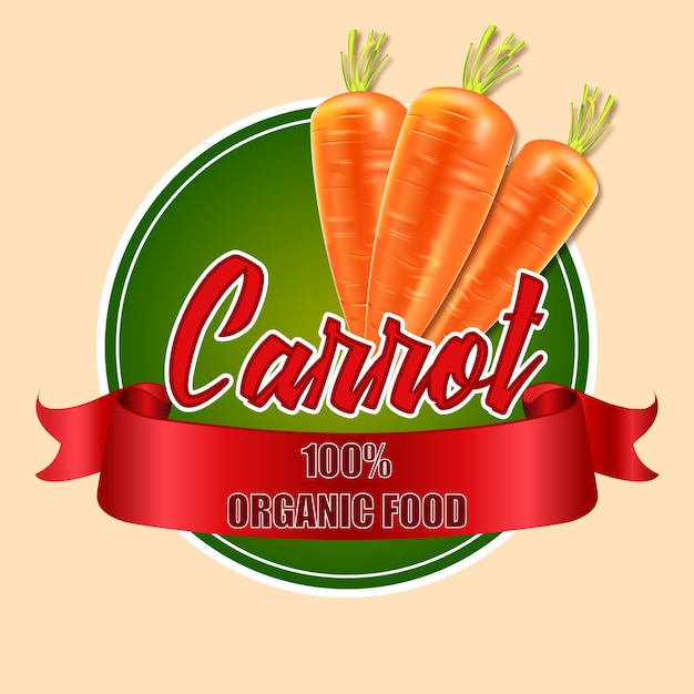 Una etiqueta redonda con Vector zanahorias realistas