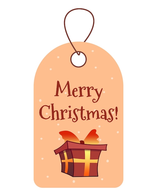Etiqueta de regalo de Navidad Caja de regalo roja Vector aislado sobre fondo blanco