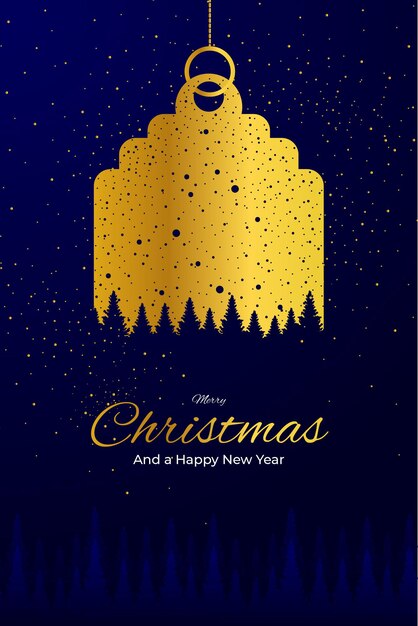 Etiqueta de retrato tarjeta de felicitación dorada feliz navidad y próspero año nuevo