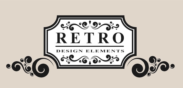 Etiqueta retro con elementos vintage ilustración vectorial