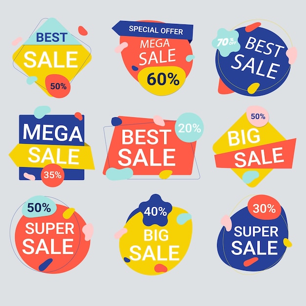 Etiqueta roja de super venta aislada sobre fondo blanco Conjunto de cinta de insignia de super venta Etiquetas adhesivas ba