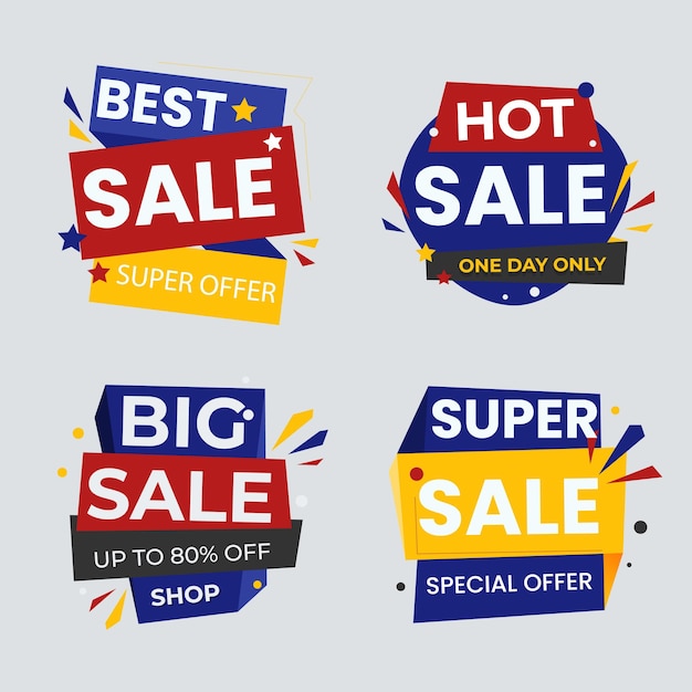 Etiqueta roja de super venta aislada sobre fondo blanco Conjunto de cinta de insignia de super venta Etiquetas adhesivas ba