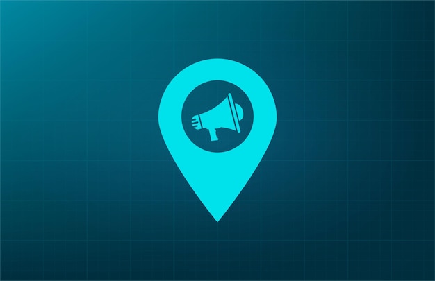 Etiqueta para el símbolo del mapa Ilustración vectorial sobre fondo azul Eps 10