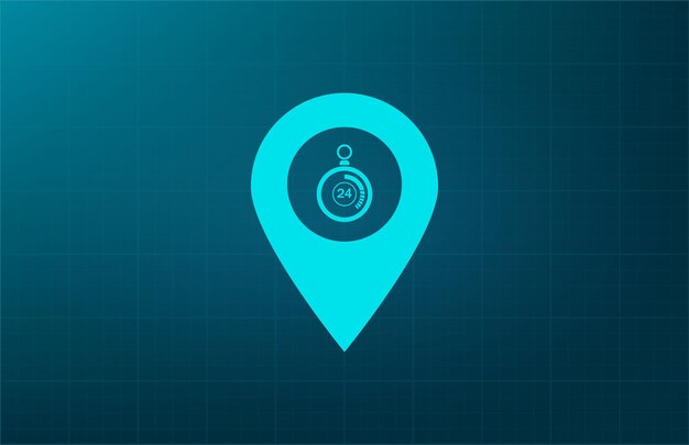 Etiqueta para el símbolo del mapa Ilustración vectorial sobre fondo azul Eps 10