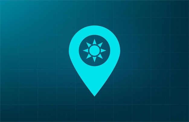 Etiqueta para el símbolo del mapa Ilustración vectorial sobre fondo azul Eps 10