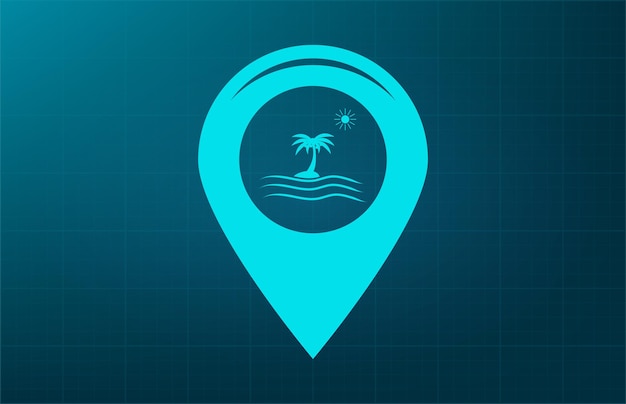 Etiqueta para el símbolo del mapa Ilustración vectorial sobre fondo azul Eps 10