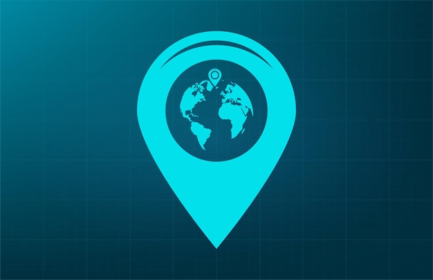 Etiqueta para el símbolo del mapa Ilustración vectorial sobre fondo azul Eps 10
