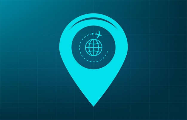 Etiqueta para el símbolo del mapa Ilustración vectorial sobre fondo azul Eps 10