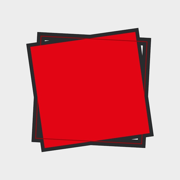 etiqueta de texto en blanco cuadrada roja con contorno en diseño vectorial plano