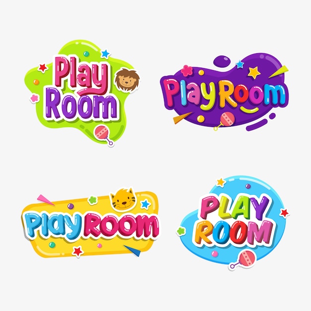 Vector etiqueta de texto de etiqueta de sala de juego insignia infantil