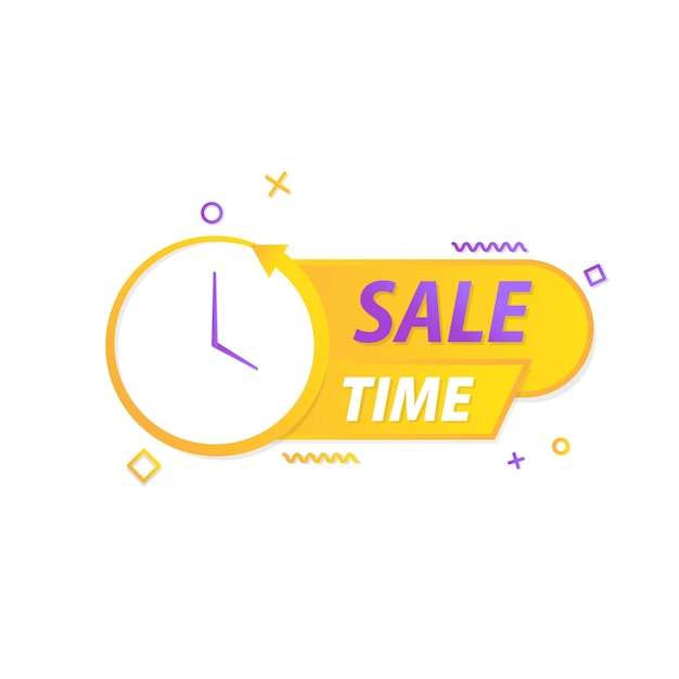 Etiqueta de tiempo de venta con reloj