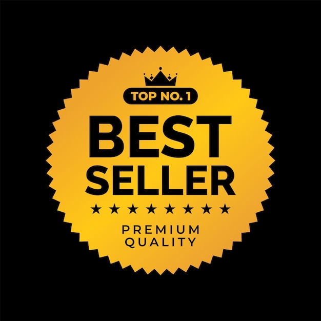Vector etiqueta top no. 1 mejor vendedor de primera calidad, elegante diseño vectorial dorado