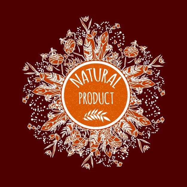 Etiqueta vectorial para productos cosméticos naturales.
