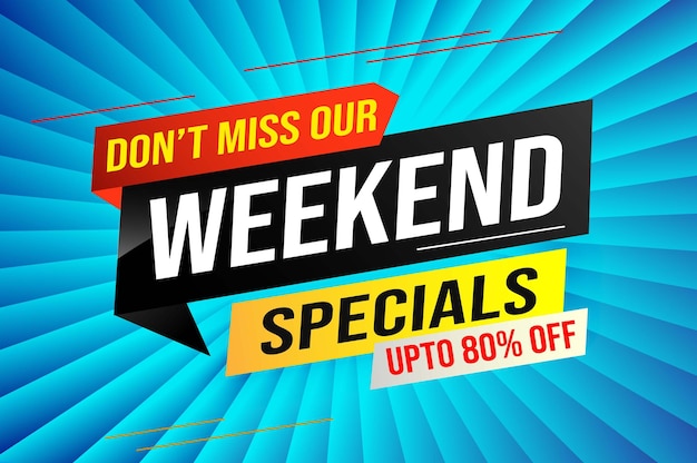 Etiqueta de venta especial de fin de semana. Plantilla de diseño de banner para marketing. Venta al por menor de la promoción de la oferta especial.