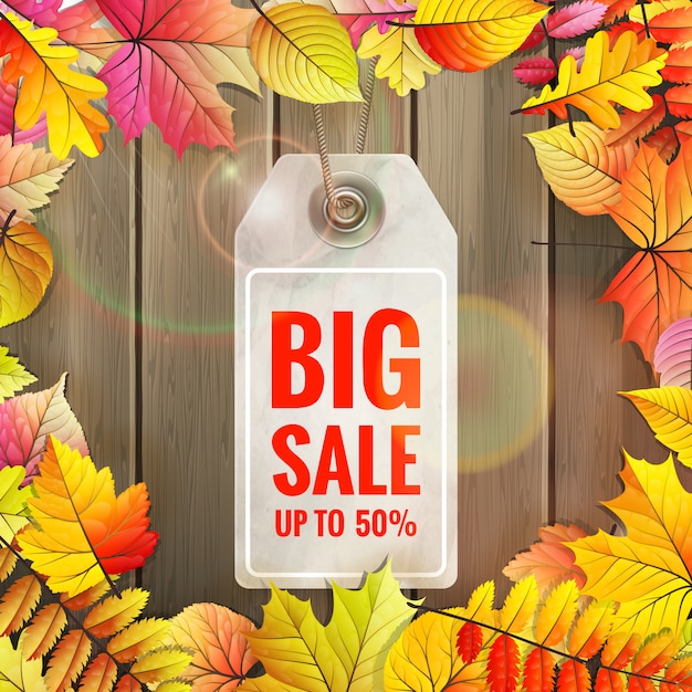 Etiqueta de venta estacional de otoño