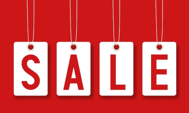 Etiqueta de venta Etiquetas blancas sobre un fondo rojo Ilustración vectorial