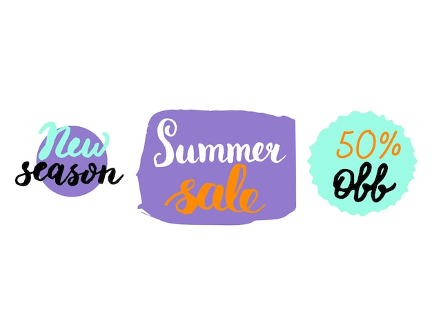 Etiqueta de venta de verano Signo de letras promoción de verano Ilustración vectorial para carteles publicitarios
