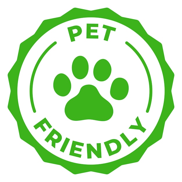 Etiqueta verde apta para mascotas Ilustración vectorial del icono apta para animales Perros y gatos permitidos