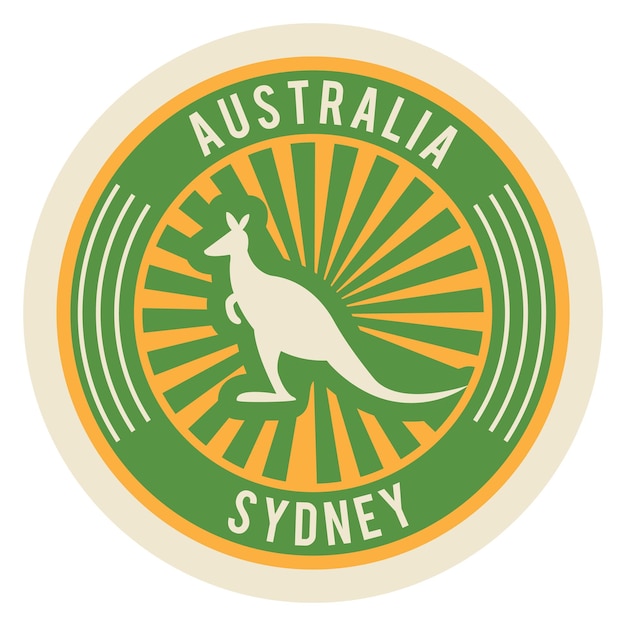 Etiqueta de viaje retro de australia sello postal redondo