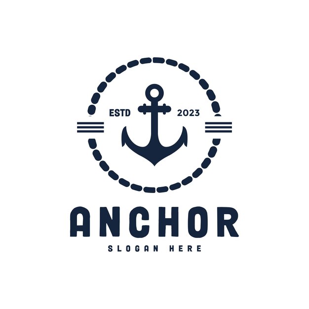 Etiqueta vintage con ancla y eslogan Icono de ancla de forma simple de ilustración vectorial para diseño de logotipo