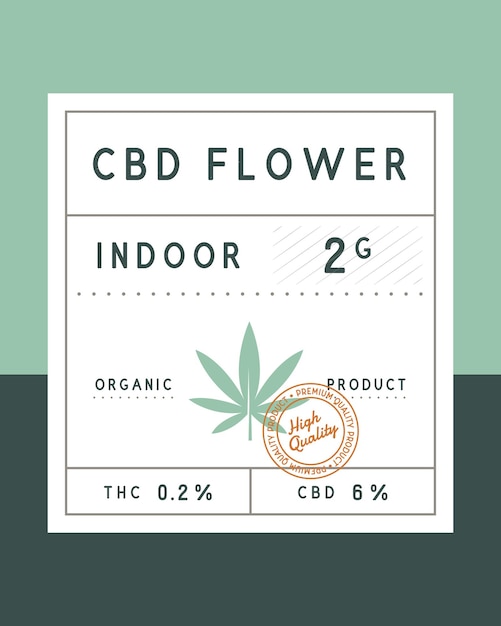 Etiqueta vintage de cannabis CBD Flower Diseño de empaque vintage de CBD Flower Etiqueta de etiqueta de cannabis medicinal