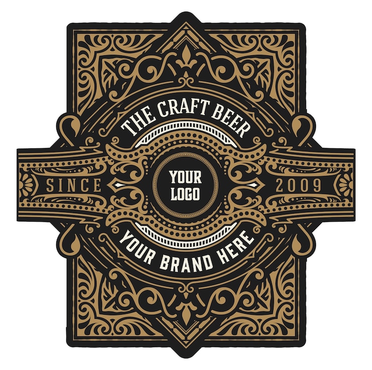 Vector etiqueta vintage de cerveza artesanal. en capas