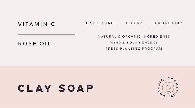 Etiqueta vintage moderna tipográfica, etiqueta, etiqueta para marca natural, embalaje de belleza.