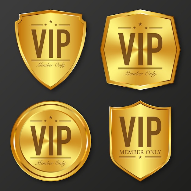 Etiqueta vip con sello dorado