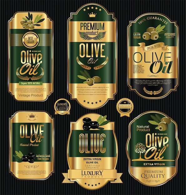 Vector etiquetas de aceite de oliva