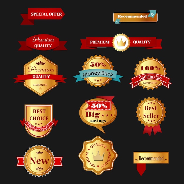 Etiquetas antiguas de oro