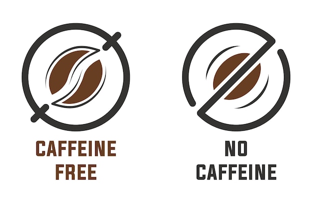 Vector etiquetas sin cafeína sobre un fondo blanco icono sin cafeína