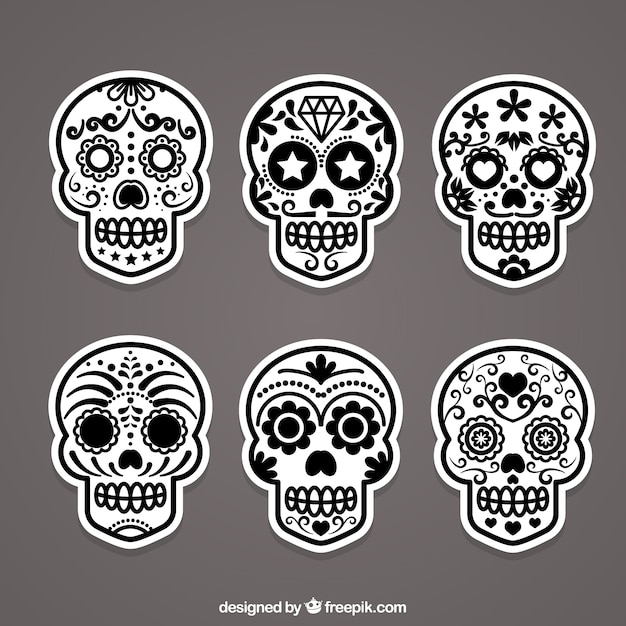 Etiquetas de calaveras de azúcar