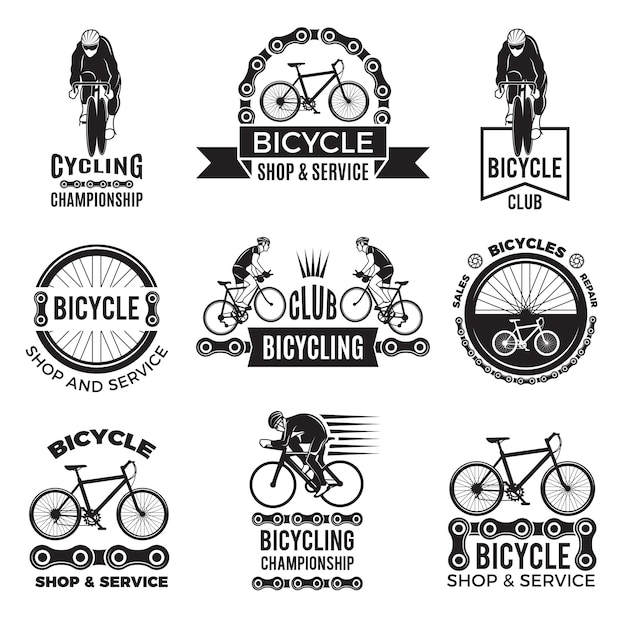 Etiquetas para el club de bicicletas. Velo sport logos design