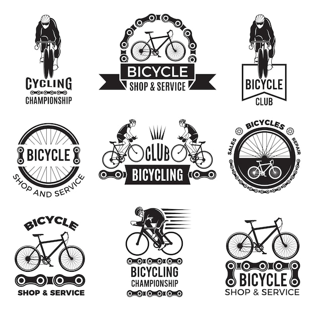 Etiquetas para el club de bicicletas. velo sport logos design