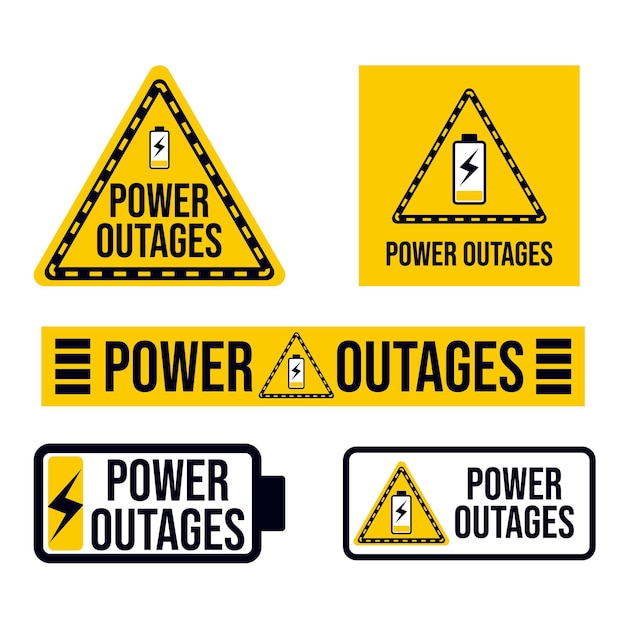 Vector etiquetas de corte de energía planas dibujadas a mano