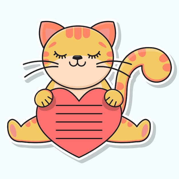 Etiquetas de cuaderno El gato sostiene un corazón Etiquetas de notas Pegatinas de bebé Pegatinas escolares Ilustración vectorial
