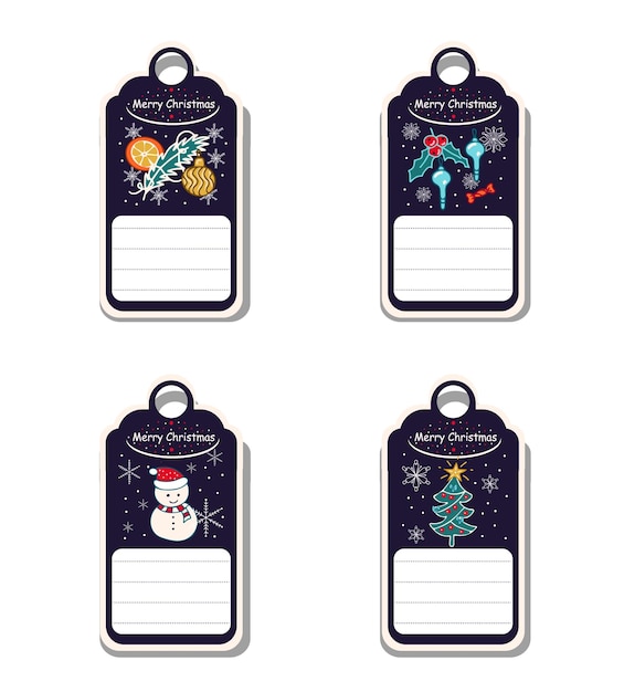 Etiquetas de cuaderno de juego de Navidad dibujadas a mano, estilo de garabato de pegatinas.