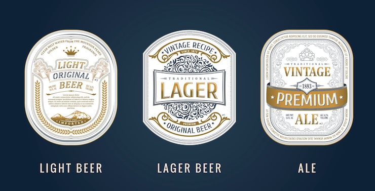 Vector etiquetas engomadas de los marcos de la vendimia para las etiquetas bebidas botellas y latas de cerveza