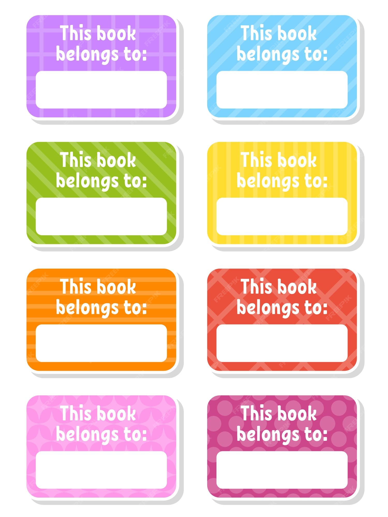 Etiquetas escolares para libros y brillantes etiqueta rectangular color vector ilustración aislada | Vector