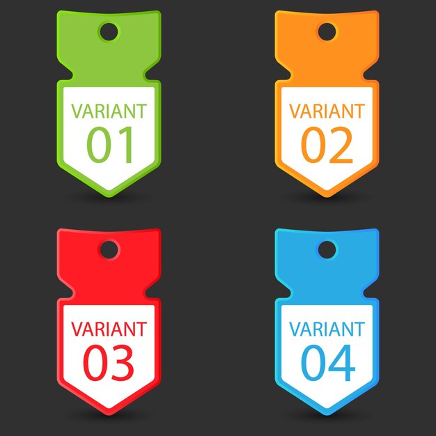 Vector etiquetas de flechas etiquetas engomadas de flechas de colores 3d