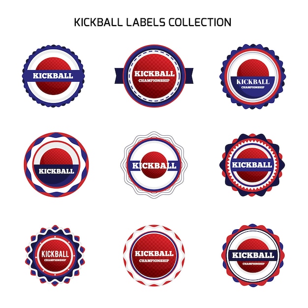 Vector etiquetas y insignias de kickball