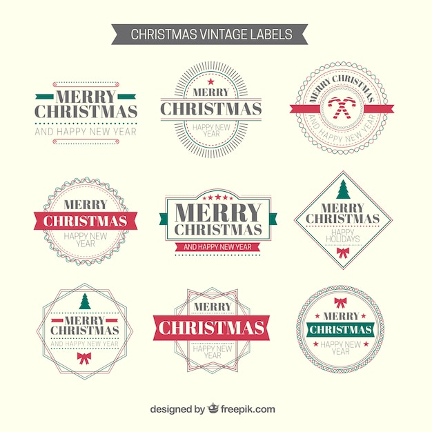 Etiquetas de Navidad de la vendimia